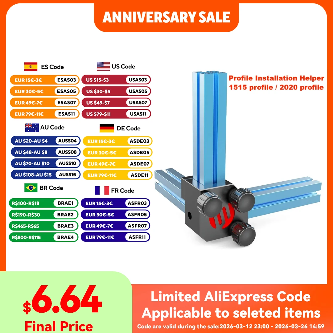 FYSETC Profile Installation Helper for 1515 /2020 Profile CNC Right-angle Ruler for VORON V0 V2.4 Trident Vzbot 3D Printer Parts
FYSETC Profile Installation Helper for 1515 /2020 Profile CNC Right-angle Ruler for VORON V0 V2.4 Trident Vzbot 3D Printer Parts
