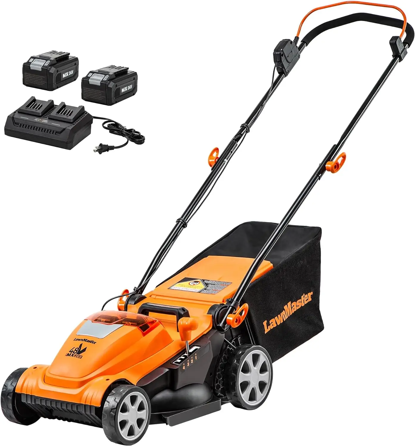 LawnMaster CLMF4815E 48V MAX* 15-inch Brushless Cordless Mower with 2X24V MAX* 4.0Ah Battery and a Dual Charger
LawnMaster CLMF4815E 48V MAX* 15-inch Brushless Cordless Mower with 2X24V MAX* 4.0Ah Battery and a Dual Charger