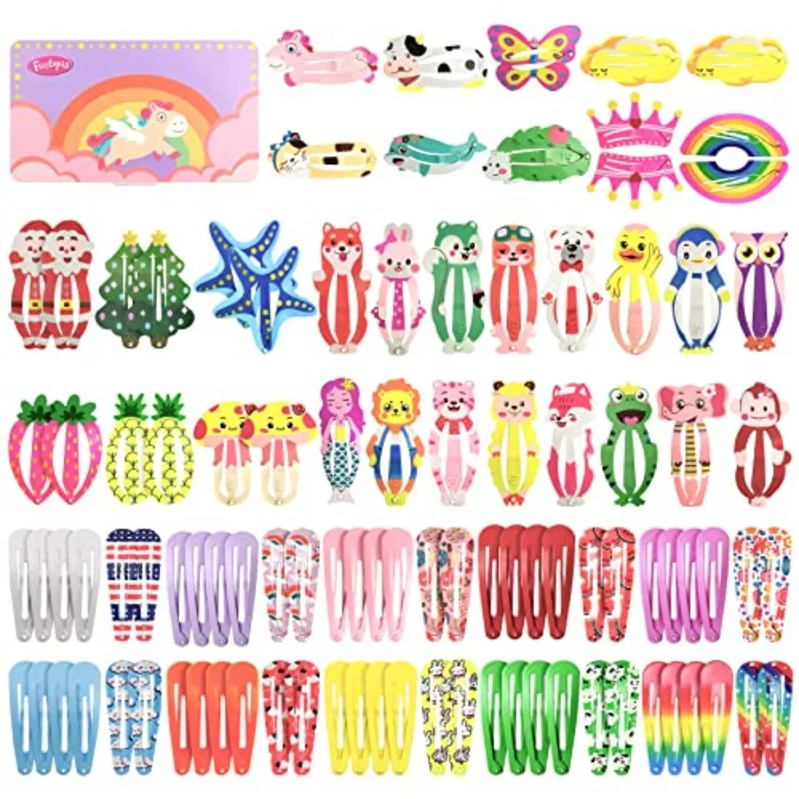 Hair Clips, 100 Pcs Cute Snap Clips Barrettes for Women Teens Girls,Colorful No Slips Metal Fruit Animal Hair Clips for Birthda
Hair Clips, 100 Pcs Cute Snap Clips Barrettes for Women Teens Girls,Colorful No Slips Metal Fruit Animal Hair Clips for Birthda