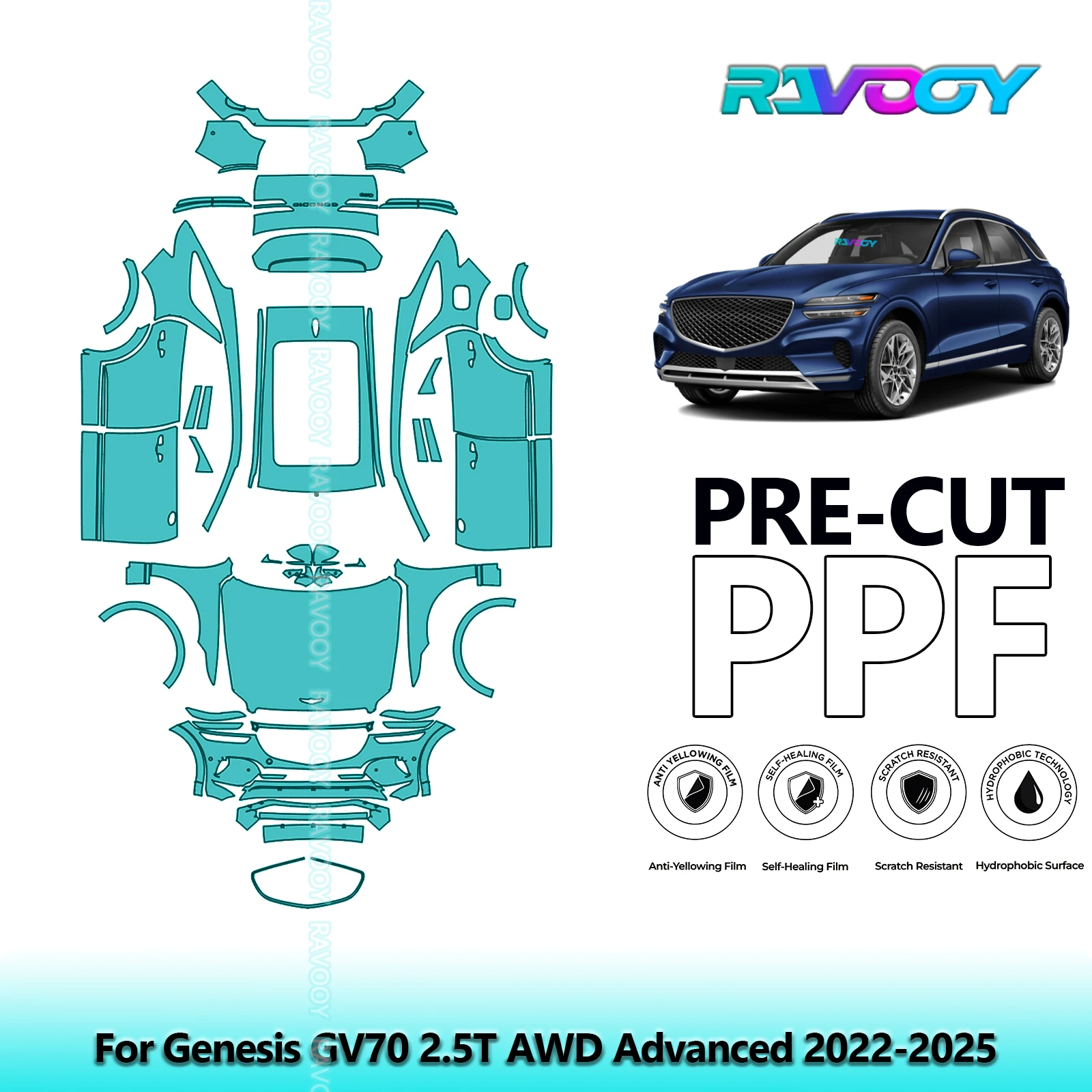Для Genesis GV70 2.5T AWD Advanced 2022-2025 8,5 Mil предварительно вырезанная защитная пленка для краски автомобиля PPF
Для Genesis GV70 2.5T AWD Advanced 2022-2025 8,5 Mil предварительно вырезанная защитная пленка для краски автомобиля PPF