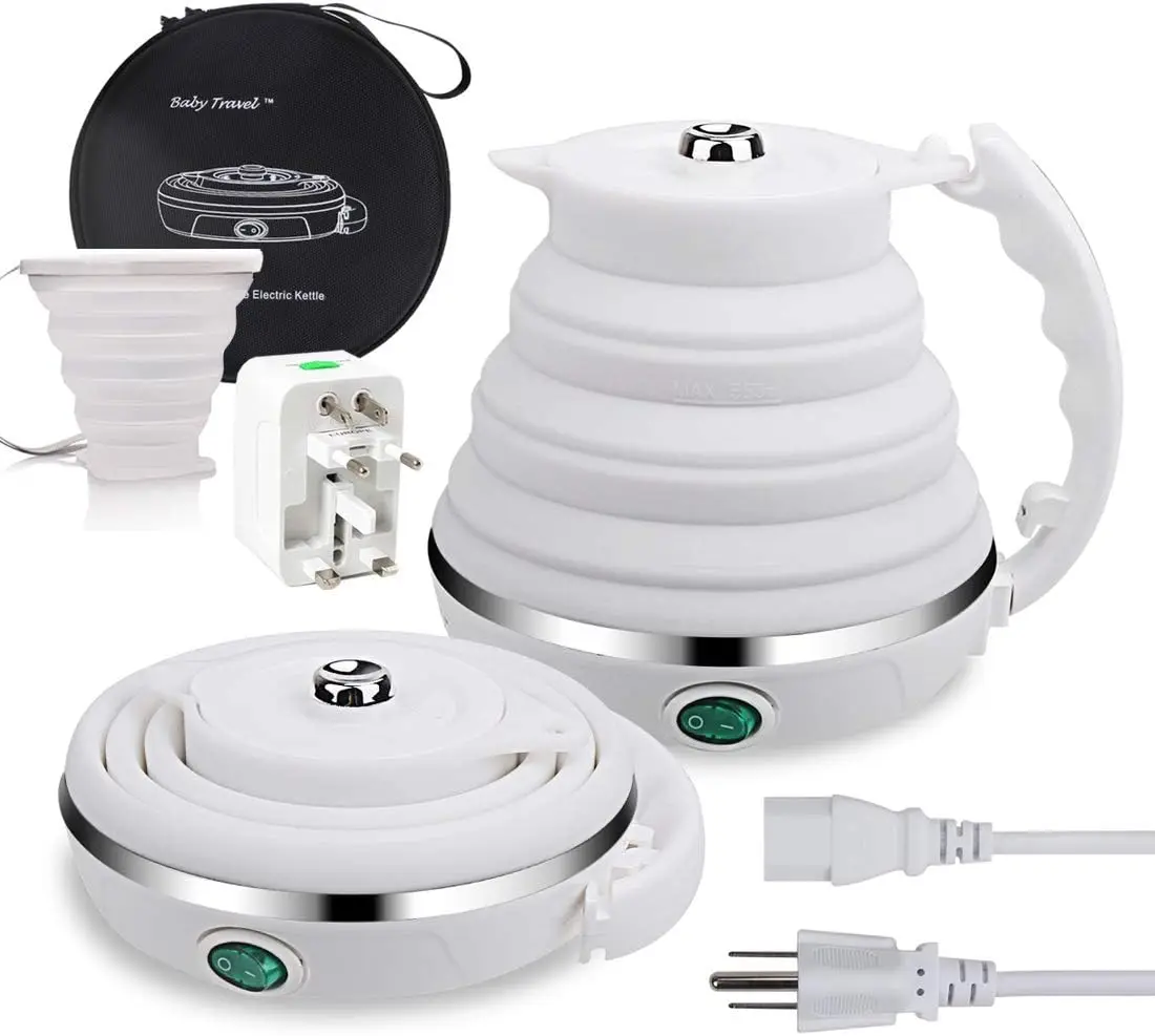 Travel Electric Kettle, Dual Voltage 110-220V, Food Grade Silicone, 555ml with Cup
Travel Electric Kettle, Dual Voltage 110-220V, Food Grade Silicone, 555ml with Cup