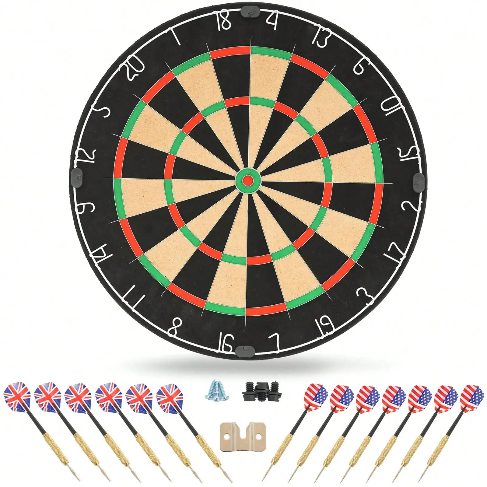 Sisal Dart Board Set, Professional Brazilian Sisal Dartboard-18 With 12 Steel Tip Darts. Stainless Steel Thin Wire System, Rotational Number Ring, Dartboard Mounting Kits Included
Sisal Dart Board Set, Professional Brazilian Sisal Dartboard-18 With 12 Steel Tip Darts. Stainless Steel Thin Wire System, Rotational Number Ring, Dartboard Mounting Kits Included