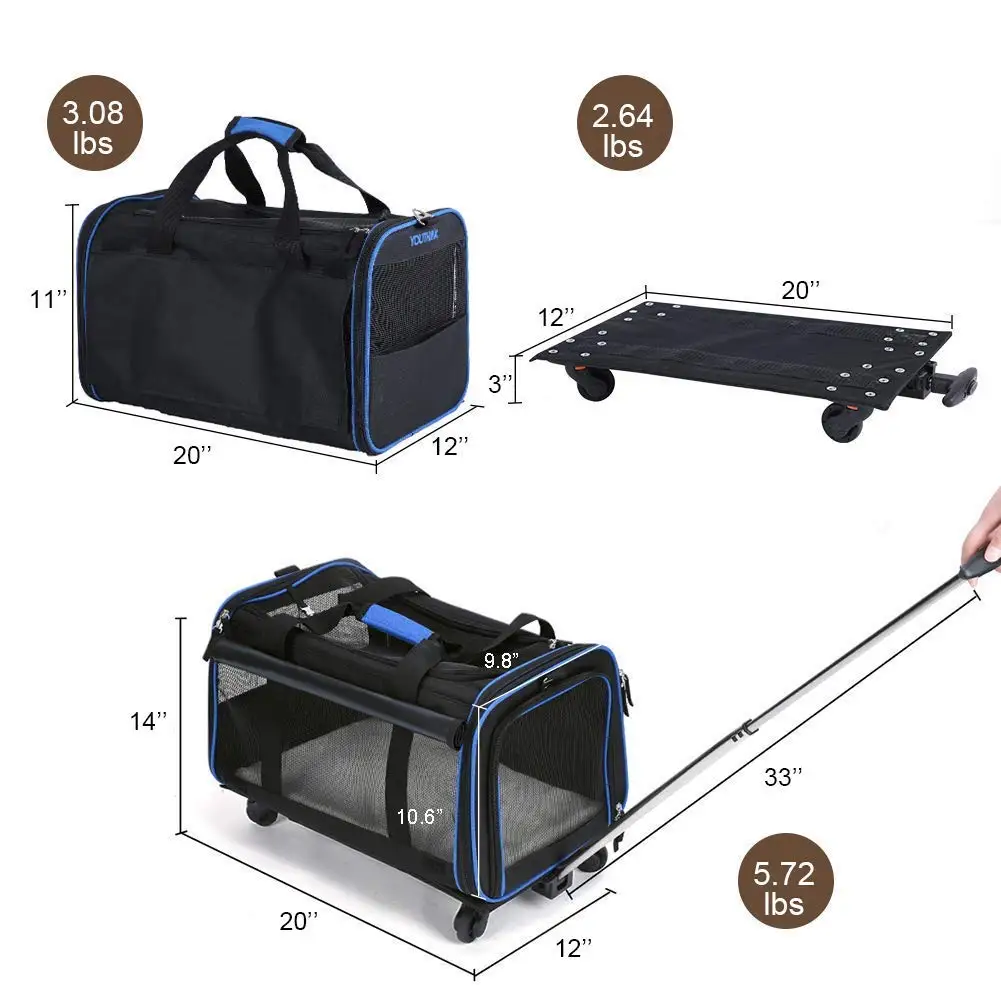 Pet Carrier Lightweight Foldable Large Soft Dog Trolley Carrier Pet Crates with Removable Wheels
Pet Carrier Lightweight Foldable Large Soft Dog Trolley Carrier Pet Crates with Removable Wheels