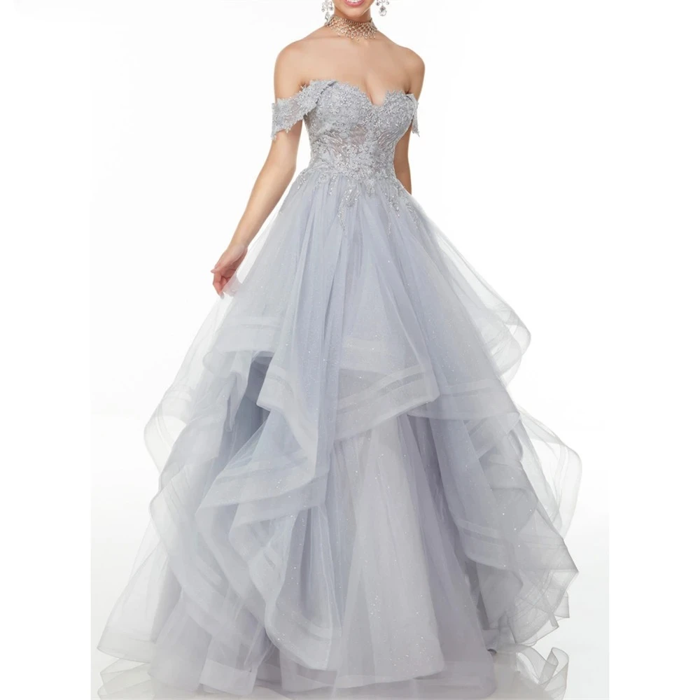 Sansa Customized Grey Flower A-line Off the Shoulder Prom Dress Corset Sleeveless Vestidos De Noche Floor-Length Formal Evening
Sansa Customized Grey Flower A-line Off the Shoulder Prom Dress Corset Sleeveless Vestidos De Noche Floor-Length Formal Evening
