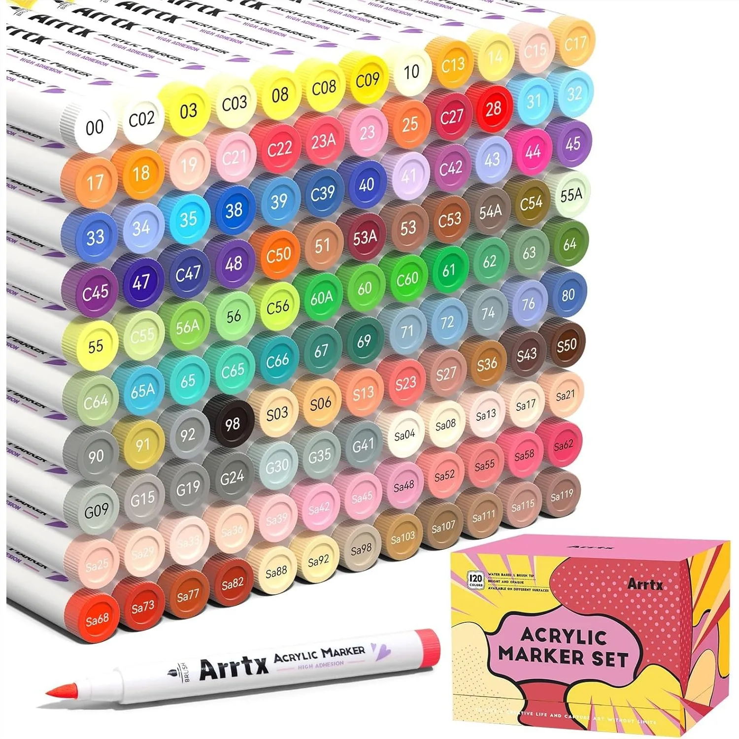 Acrylic Markers 120 Colors, Brush Tip Paint Pens for Rock Painting Glass Wood Stone Fabric, Art Supplies
Acrylic Markers 120 Colors, Brush Tip Paint Pens for Rock Painting Glass Wood Stone Fabric, Art Supplies