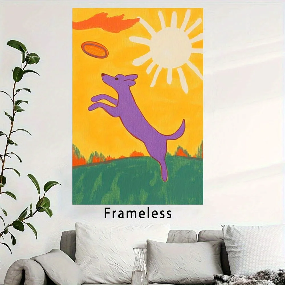 1pc Frameless Dog Art Print - Vibrant Purple flying disc Catch Scene with Inspirational Theme, Playful Canine Wall Decor for
1pc Frameless Dog Art Print - Vibrant Purple flying disc Catch Scene with Inspirational Theme, Playful Canine Wall Decor for