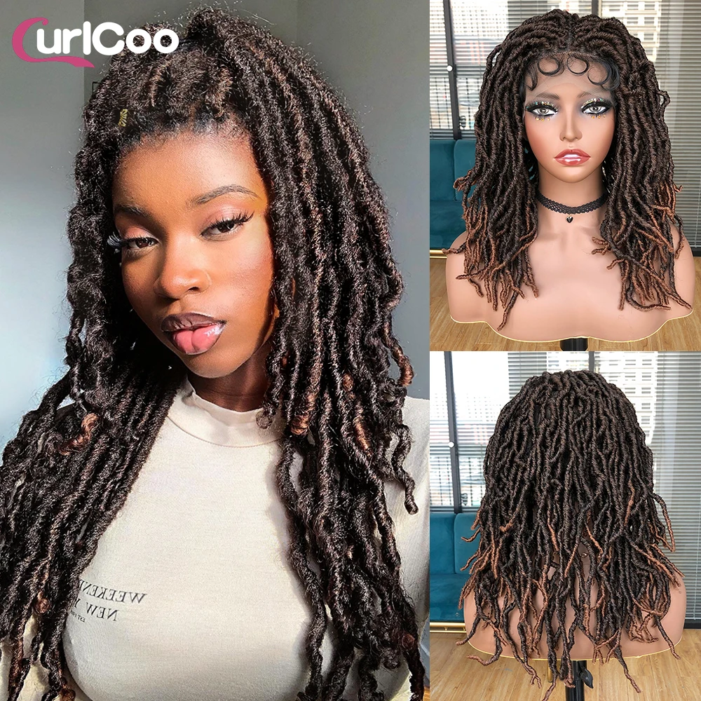 Faux Locs Curly Crochet Hair 360 Full Lace Braided Wigs For Black Women Synthetic Dreadlocks Natural Ombre Brown Braiding Hair
Faux Locs Curly Crochet Hair 360 Full Lace Braided Wigs For Black Women Synthetic Dreadlocks Natural Ombre Brown Braiding Hair