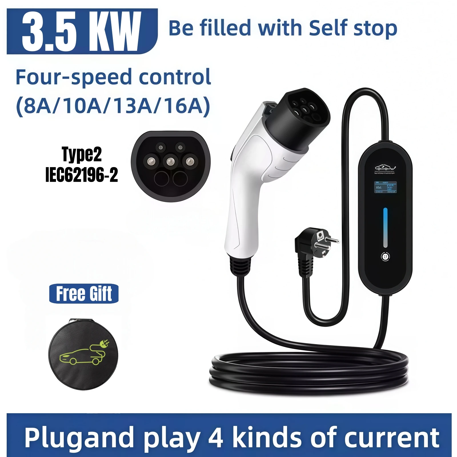 Портативное зарядное устройство для электромобилей Type 2, Wallbox 3,5 кВт, 16 А, кабель для зарядки электромобилей IEC62196-2, 3 м, IP67, для Tesla Kia Hyundai Nissan Dacia
Портативное зарядное устройство для электромобилей Type 2, Wallbox 3,5 кВт, 16 А, кабель для зарядки электромобилей IEC62196-2, 3 м, IP67, для Tesla Kia Hyundai Nissan Dacia