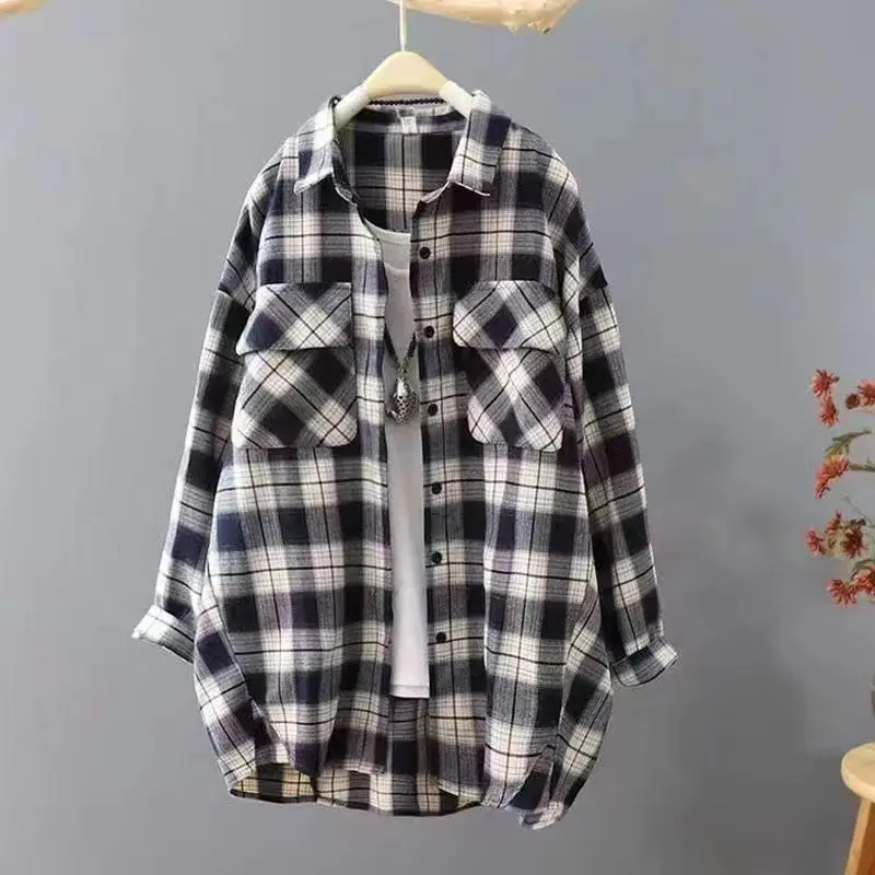 Cotton Plaid irt Loose Long Sve Korean Sle College Faion Slimming Top Coat Spring Autumn New Arrival Women's Clothing
Cotton Plaid irt Loose Long Sve Korean Sle College Faion Slimming Top Coat Spring Autumn New Arrival Women's Clothing