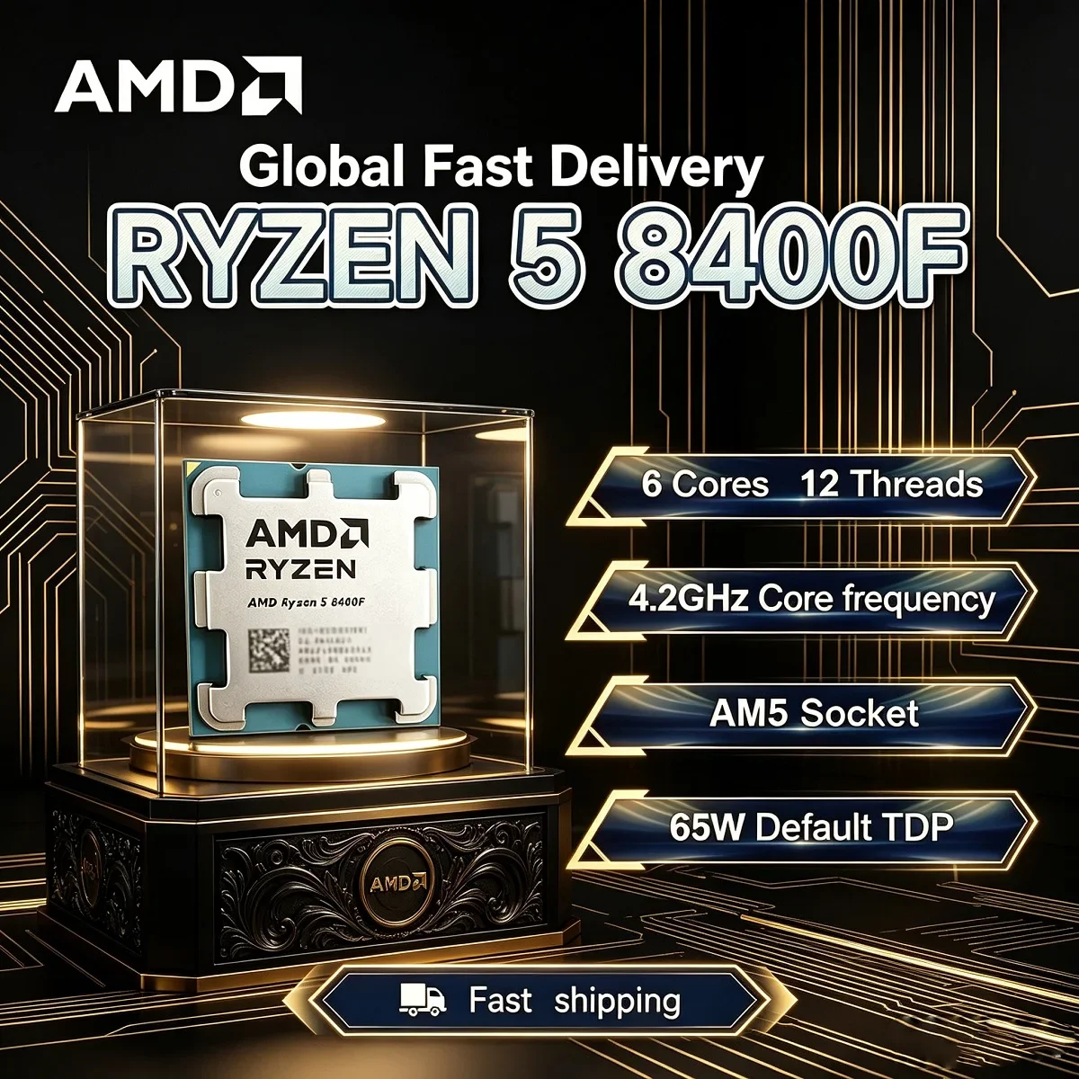 AMD Ryzen 5 8400F PCIe 4.0 Desktop computer CPU processor R5 8400f DDR5 6-Cores 12-Threads 4.7GHz New with Socket AM5 but no fan
AMD Ryzen 5 8400F PCIe 4.0 Desktop computer CPU processor R5 8400f DDR5 6-Cores 12-Threads 4.7GHz New with Socket AM5 but no fan