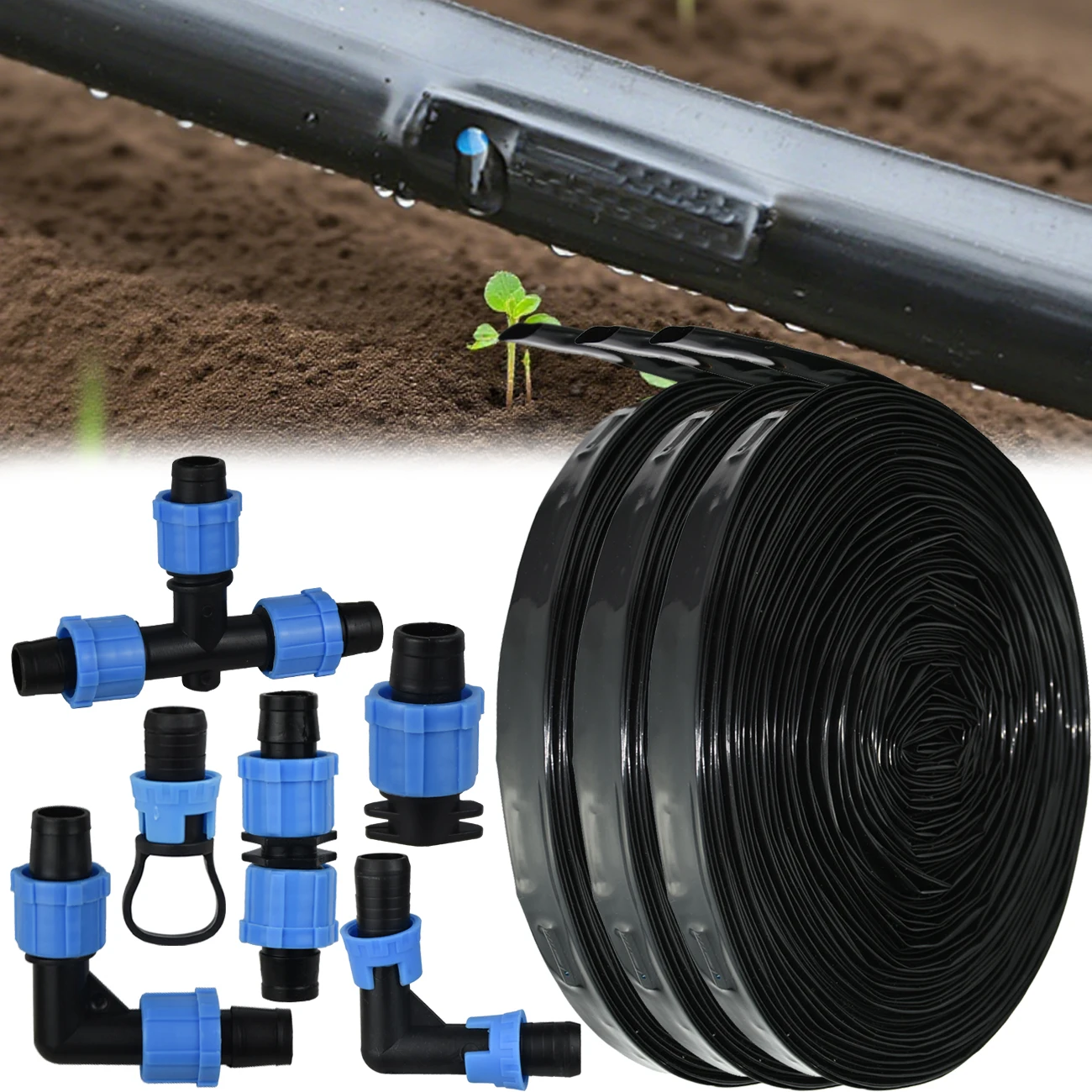 KESLA 16mm 0.2mm Thick Drip Irrigation Tape 5/8'' 20cm Emitter Dropper Spacing for Greenhouse Garden Watering System Vegetables
KESLA 16mm 0.2mm Thick Drip Irrigation Tape 5/8'' 20cm Emitter Dropper Spacing for Greenhouse Garden Watering System Vegetables