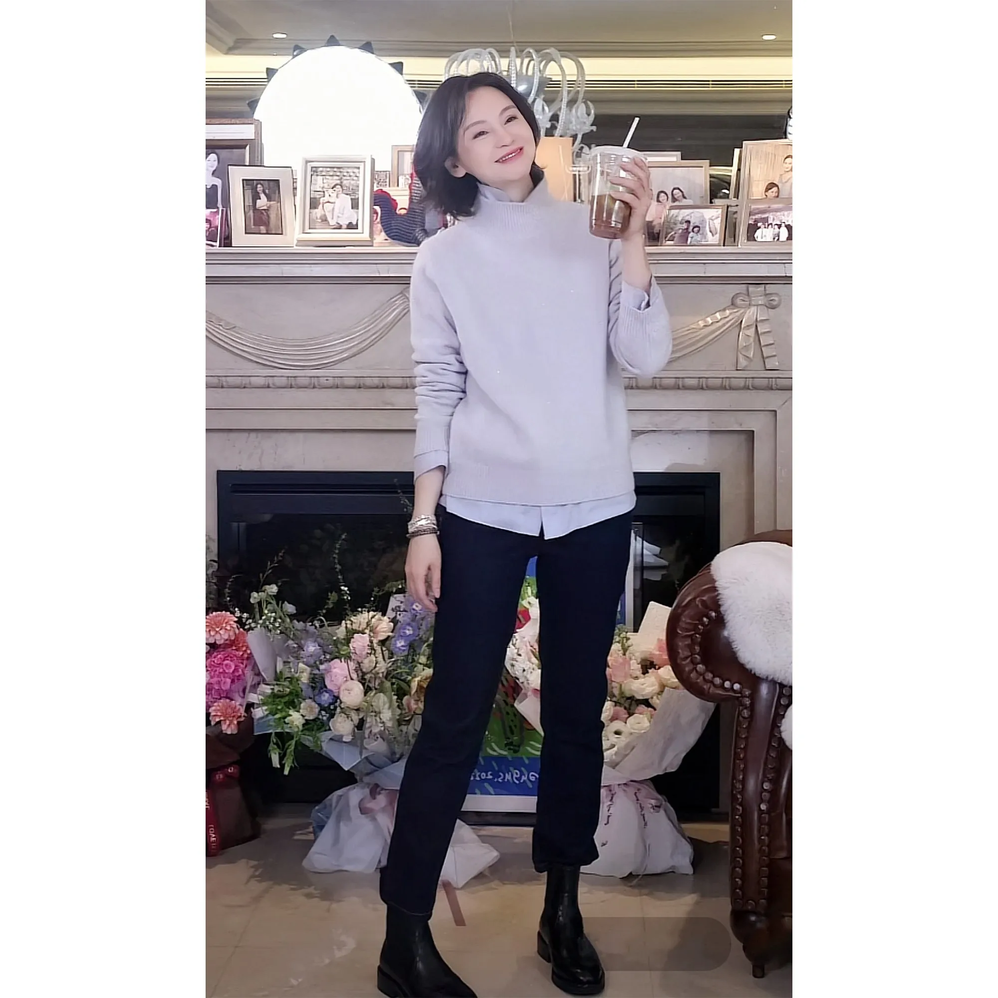 Mouton Camere Knitted Sweater with Bead Tead Silk Luminous Woolen Yarn Chimney Collar Women's Faion Commute Sle
Mouton Camere Knitted Sweater with Bead Tead Silk Luminous Woolen Yarn Chimney Collar Women's Faion Commute Sle