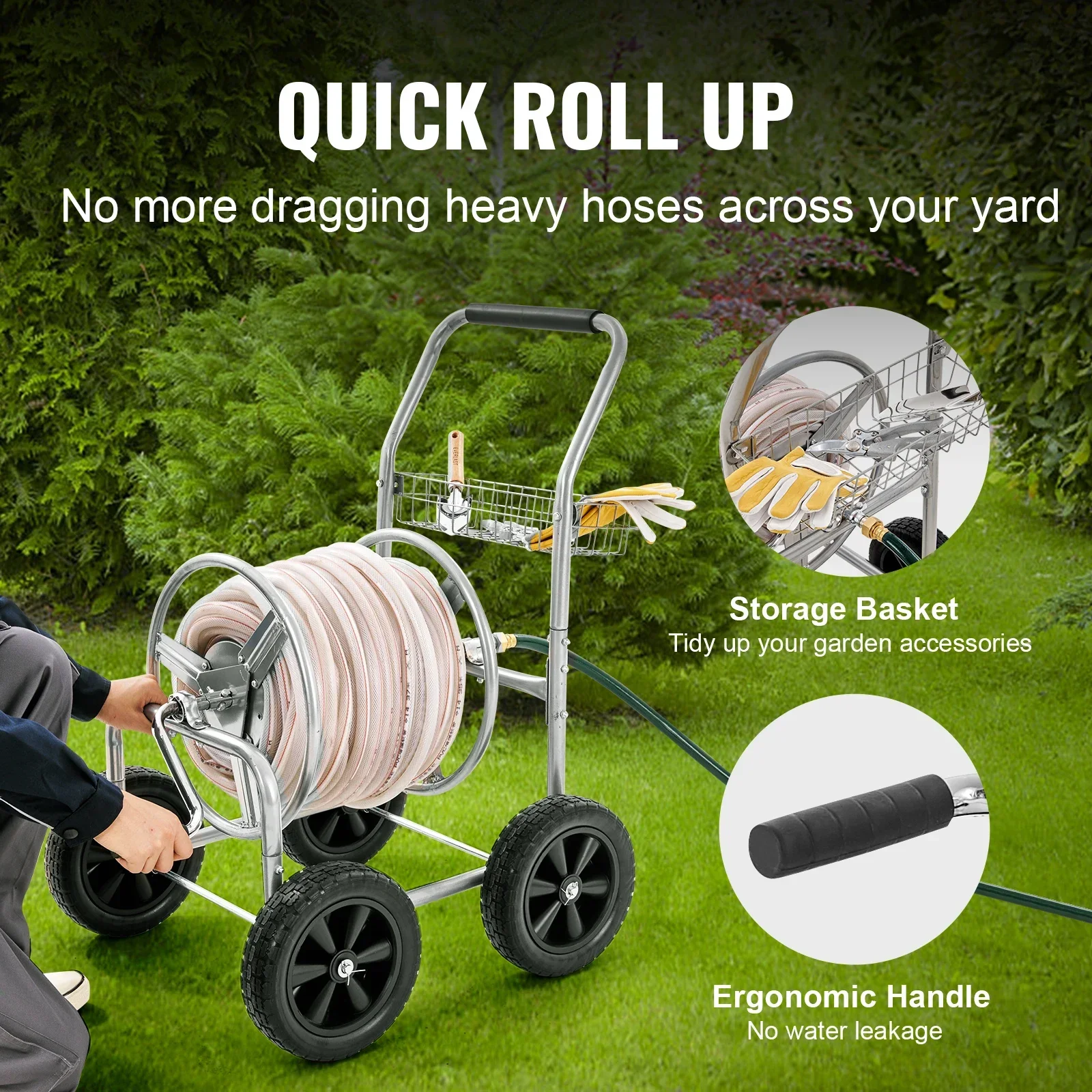 ez Hose Reel Cart Hold Up to 300 ft of 5/8’’ Hose Garden Water Hose Carts Mobile Tools with 4 Wheels Powder-coated Steel
ez Hose Reel Cart Hold Up to 300 ft of 5/8’’ Hose Garden Water Hose Carts Mobile Tools with 4 Wheels Powder-coated Steel