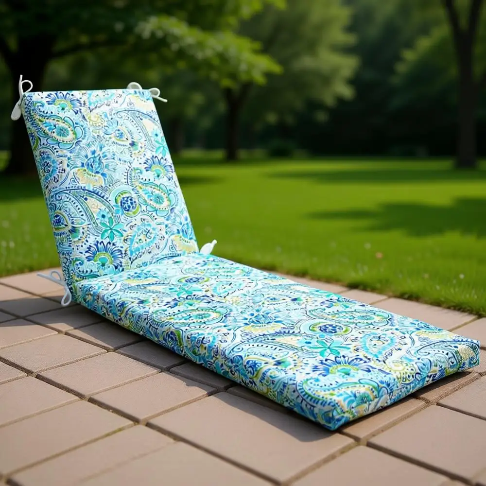 Indoor/Outdoor Plush Blue/Yellow Chaise Lounge Cushion with Ties, Weather Resistant, 80x23
Indoor/Outdoor Plush Blue/Yellow Chaise Lounge Cushion with Ties, Weather Resistant, 80x23