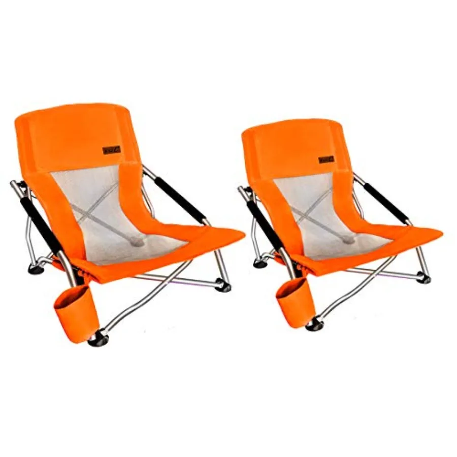 Low Beach Chair for Adults, Sling Folding Portable Sand Chair for Beach, Concert, Boat, River, Orange Set of 2 with Cup Holder
Low Beach Chair for Adults, Sling Folding Portable Sand Chair for Beach, Concert, Boat, River, Orange Set of 2 with Cup Holder