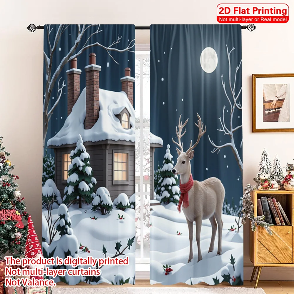 2pcs 2D flat printing Merry Christmas Popular Curtains Winter Deer House Snow 100% Polyester Without Electricity Party
2pcs 2D flat printing Merry Christmas Popular Curtains Winter Deer House Snow 100% Polyester Without Electricity Party