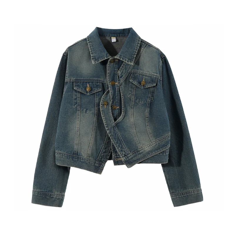 Retro Blue Short Denim Jackets for Women Chic Design Washed Long Sleeve Outerwear Autumn Fashion Turn Down Collar Jean Coat
Retro Blue Short Denim Jackets for Women Chic Design Washed Long Sleeve Outerwear Autumn Fashion Turn Down Collar Jean Coat