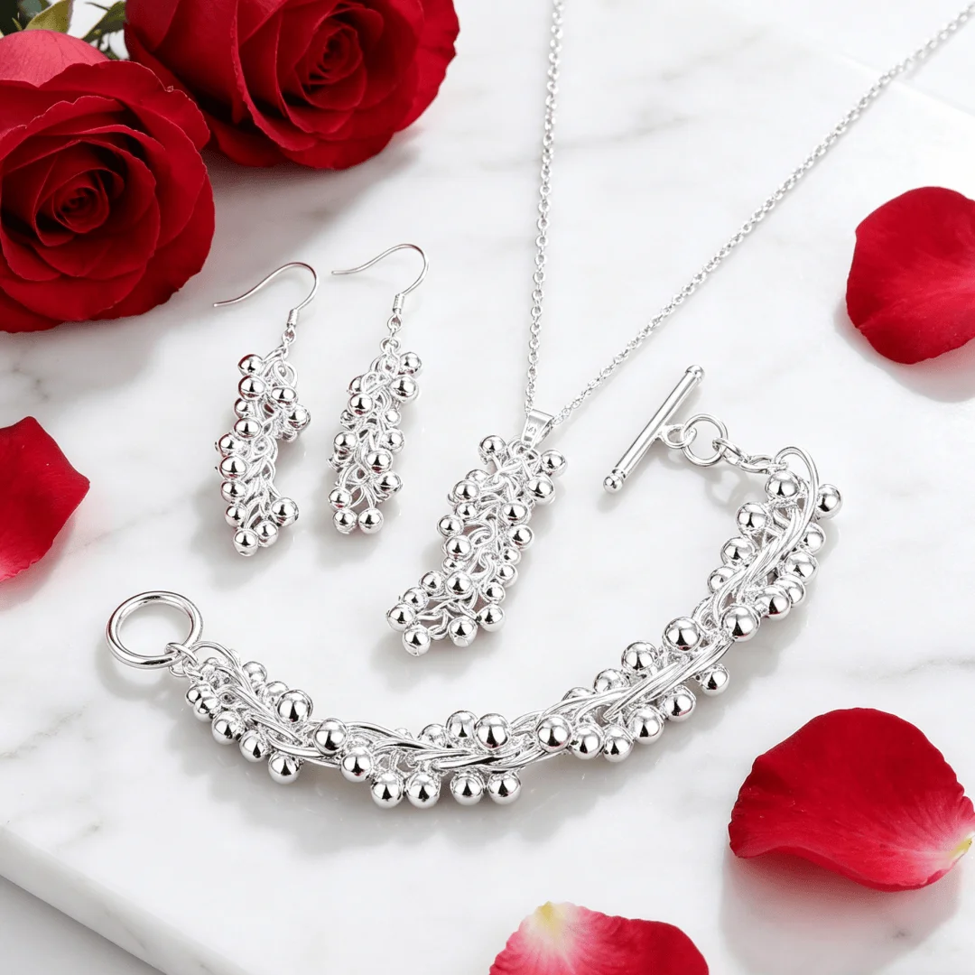 Luxury 925 Sterling Silver fine Grape beads pendant earrings bracelets necklace Jewelry set for women Fashion wedding party gift
Luxury 925 Sterling Silver fine Grape beads pendant earrings bracelets necklace Jewelry set for women Fashion wedding party gift