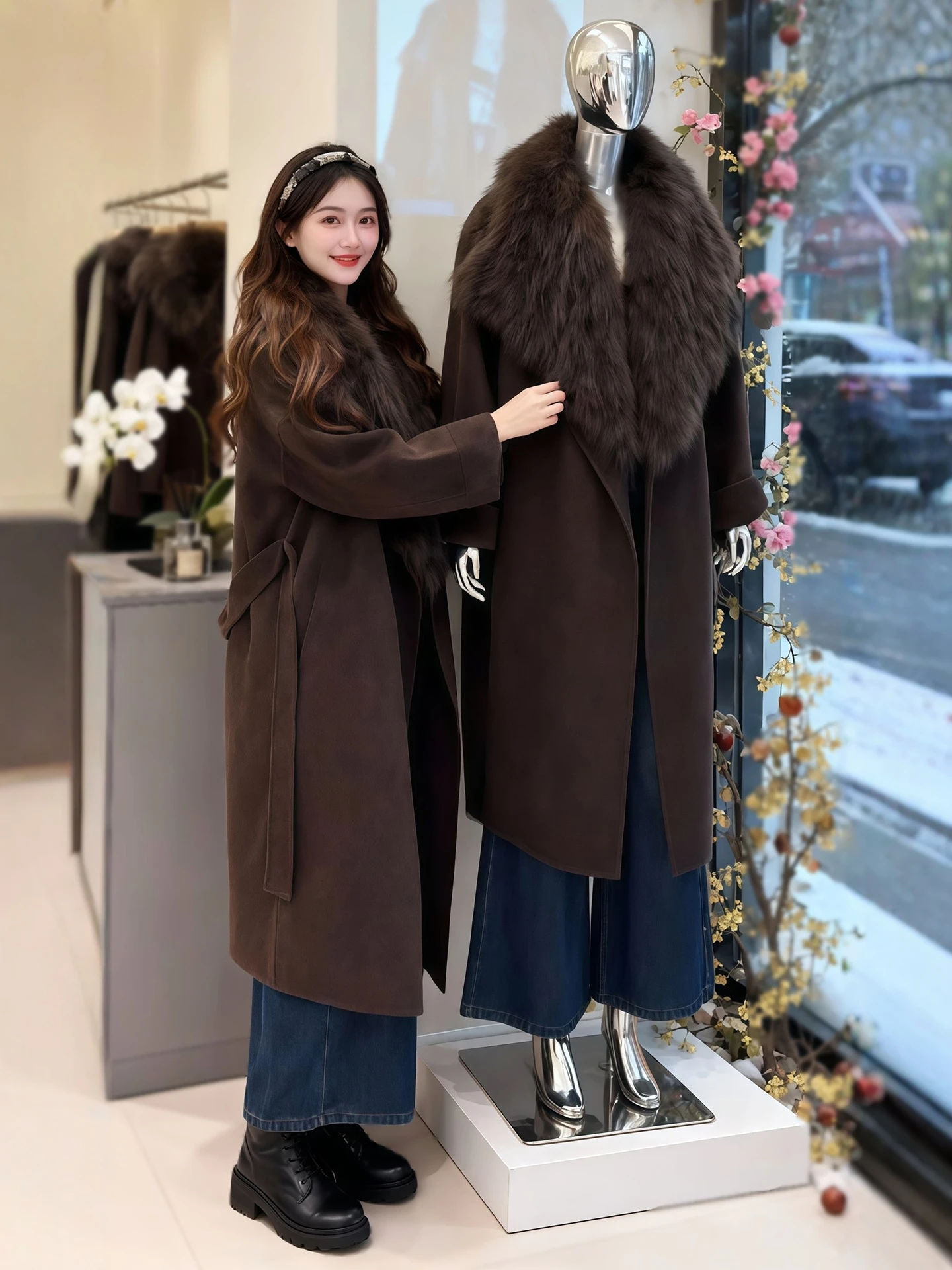 Over-Knee Long Woolen Coat Women Winter plus Size Loose Faionable High Warmth Tweed Coat Large Fur Collar Ele Design
Over-Knee Long Woolen Coat Women Winter plus Size Loose Faionable High Warmth Tweed Coat Large Fur Collar Ele Design