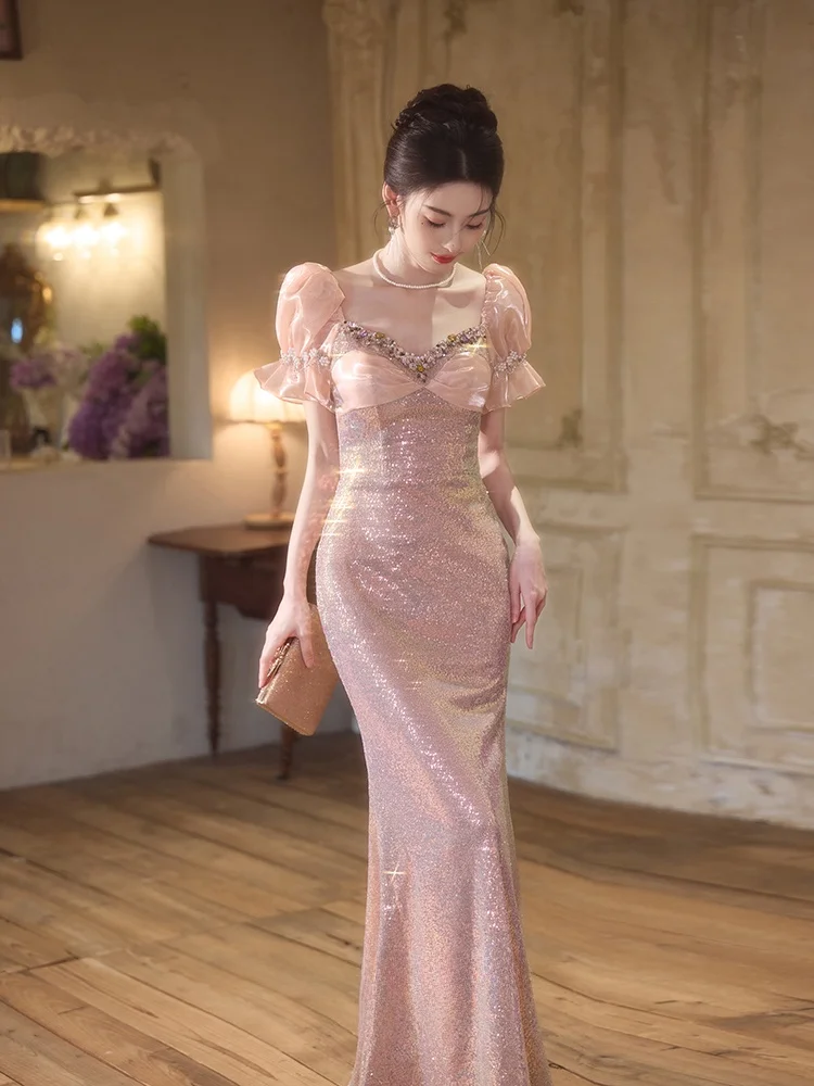 Pink Evening Gown 2026 New Luxury Small Audience High End Engagement Banquet Drinking Costume Fish Tail Women's High End Feeling
Pink Evening Gown 2026 New Luxury Small Audience High End Engagement Banquet Drinking Costume Fish Tail Women's High End Feeling