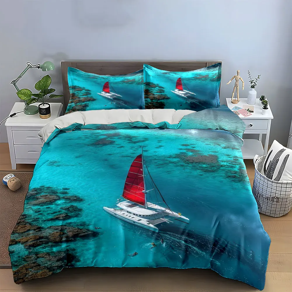 Sailing Decor Set Beach Theme Bedding Set with 1 Duvet Cover 2 Pillowcases Single Double King Queen, Gift
Sailing Decor Set Beach Theme Bedding Set with 1 Duvet Cover 2 Pillowcases Single Double King Queen, Gift