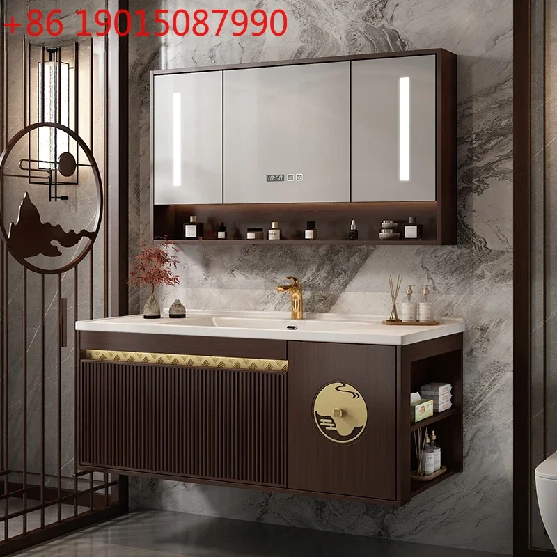 ceramic integrated basin smart bathroom washbasin New Chinese bathroom cabinet solid wood combination
ceramic integrated basin smart bathroom washbasin New Chinese bathroom cabinet solid wood combination