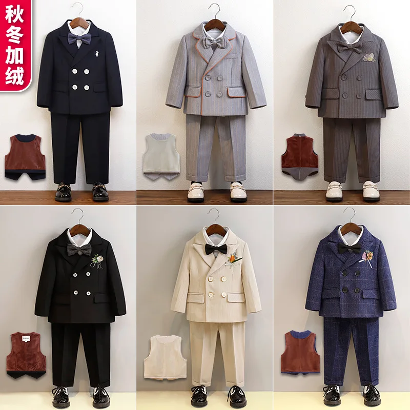 Autumn Winter Children's Fleece-Lined Suit Boys Thickened Small Suit One-Year-Old Flower Boy Formal Wear Boys Piano Hosting Perf 
Autumn Winter Children's Fleece-Lined Suit Boys Thickened Small Suit One-Year-Old Flower Boy Formal Wear Boys Piano Hosting Perf