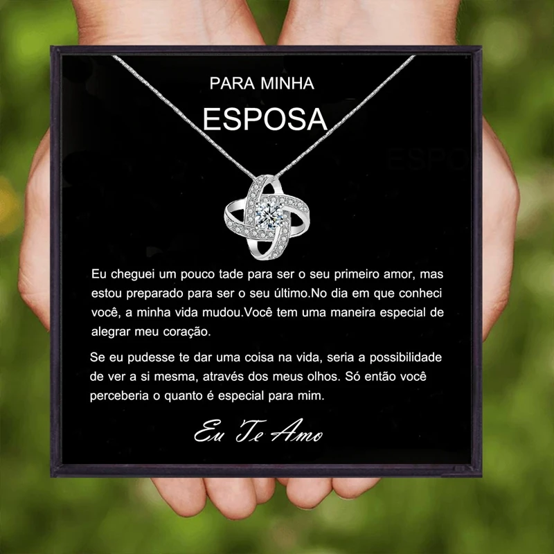 Wife Necklaces for Women Esposa Portuguese Gifts Girly Heart Knot Pendant Necklace Husband Birthday Lovers Valentines Day Gifts
Wife Necklaces for Women Esposa Portuguese Gifts Girly Heart Knot Pendant Necklace Husband Birthday Lovers Valentines Day Gifts