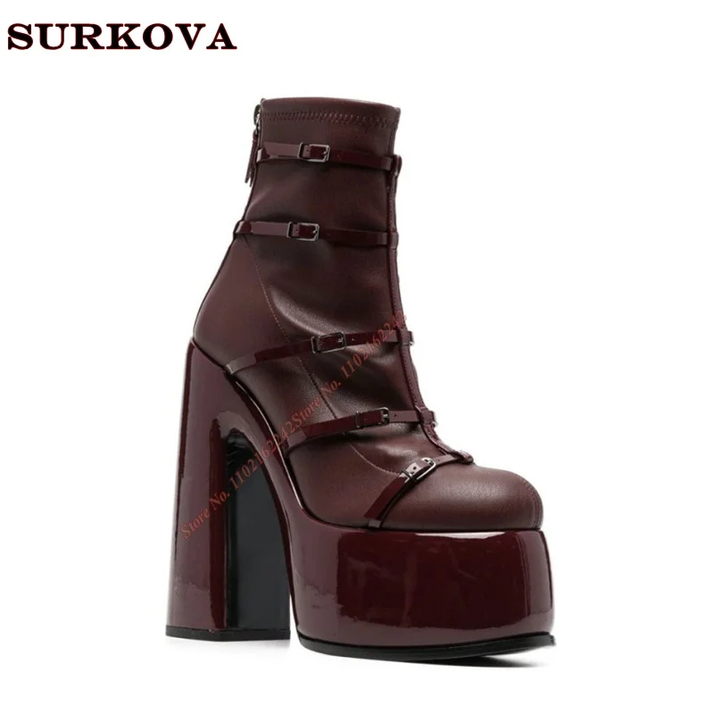 Autumn Winter Punk Belt Buckle Super High Heel Ankle Boots Chunky Heel Pointed Toe Platform Boots Size 43 Zipper Women Shoes
Autumn Winter Punk Belt Buckle Super High Heel Ankle Boots Chunky Heel Pointed Toe Platform Boots Size 43 Zipper Women Shoes