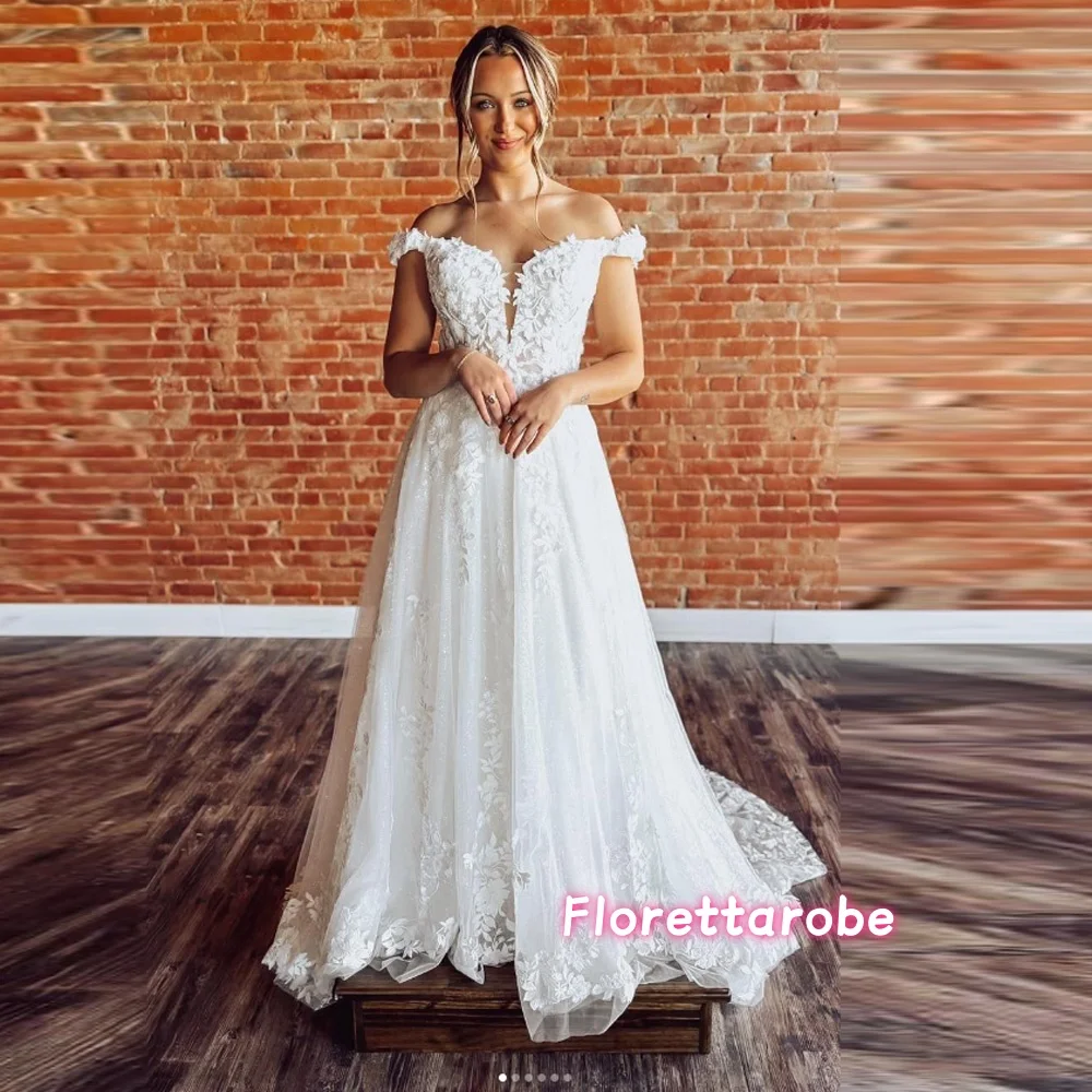 Customized Modern Wedding Dresses For Woman Bride Off the Shoulder Backless Lace A-line Appliques Robe De Mariée
Customized Modern Wedding Dresses For Woman Bride Off the Shoulder Backless Lace A-line Appliques Robe De Mariée