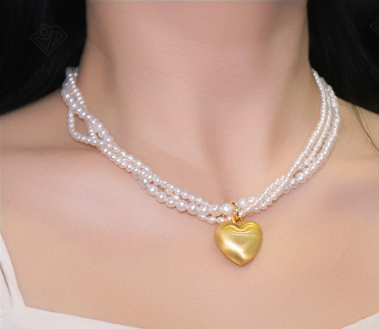 Natural Freshwater Pearl 3-Layer Choker Necklace, Heart Pendant, Adjustable 40+5cm, French Elegant Gift for Women
Natural Freshwater Pearl 3-Layer Choker Necklace, Heart Pendant, Adjustable 40+5cm, French Elegant Gift for Women