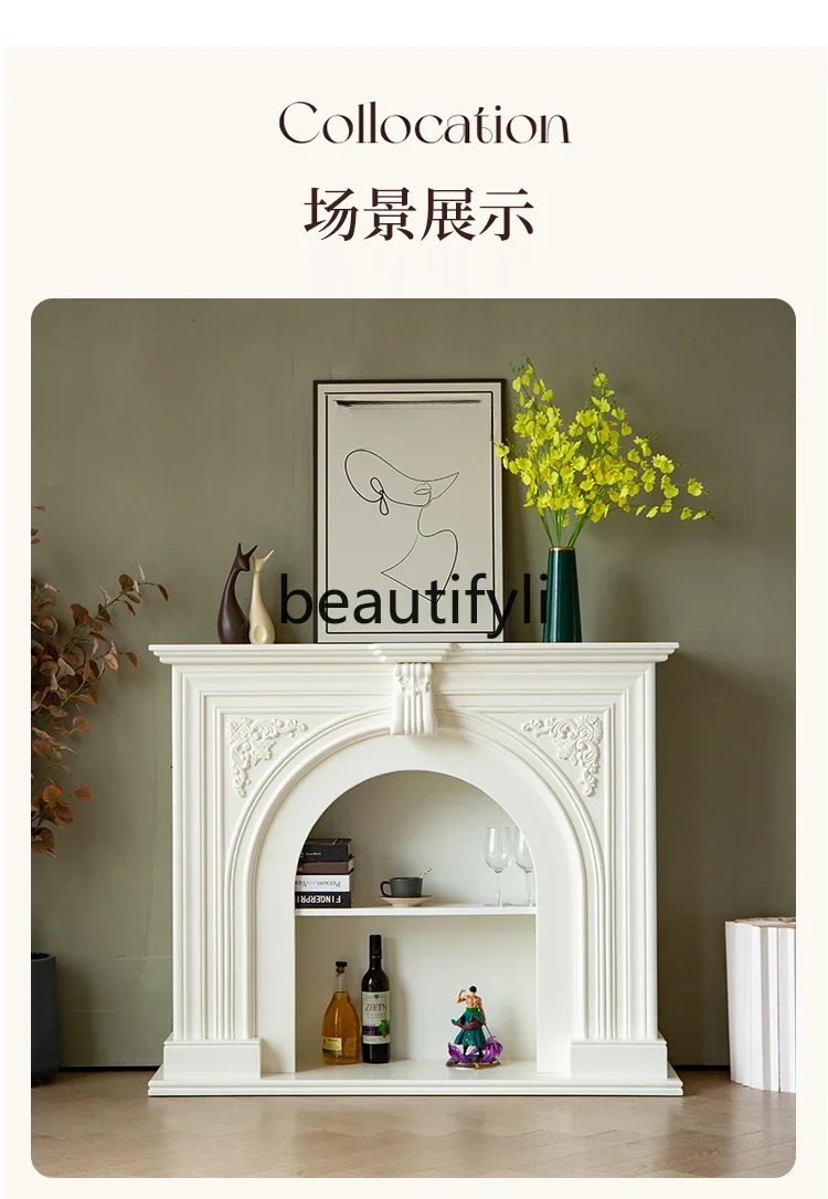 French retro fireplace cabinet, solid wood porch simulation fire fireplace decorative cabinet, integrated
French retro fireplace cabinet, solid wood porch simulation fire fireplace decorative cabinet, integrated