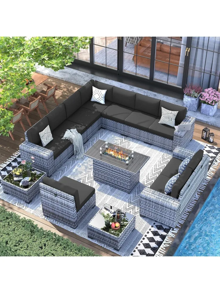 13 Piece Patio Furniture Set with Fire Pit Table, 8''Wide Armrest Modular Rattan Outdoor Sectional Sofa Set,Wicker Patio
13 Piece Patio Furniture Set with Fire Pit Table, 8''Wide Armrest Modular Rattan Outdoor Sectional Sofa Set,Wicker Patio