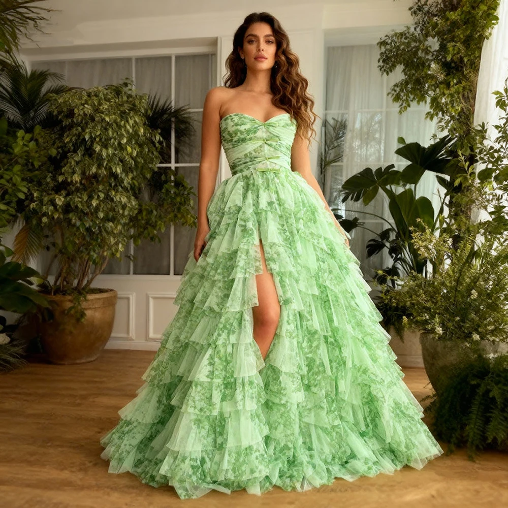 Stunning Green Strapless Prom Dresses for Special Occasions High Slit Split Ruffles Elegant Gowns Wedding Dresses for Parties
Stunning Green Strapless Prom Dresses for Special Occasions High Slit Split Ruffles Elegant Gowns Wedding Dresses for Parties