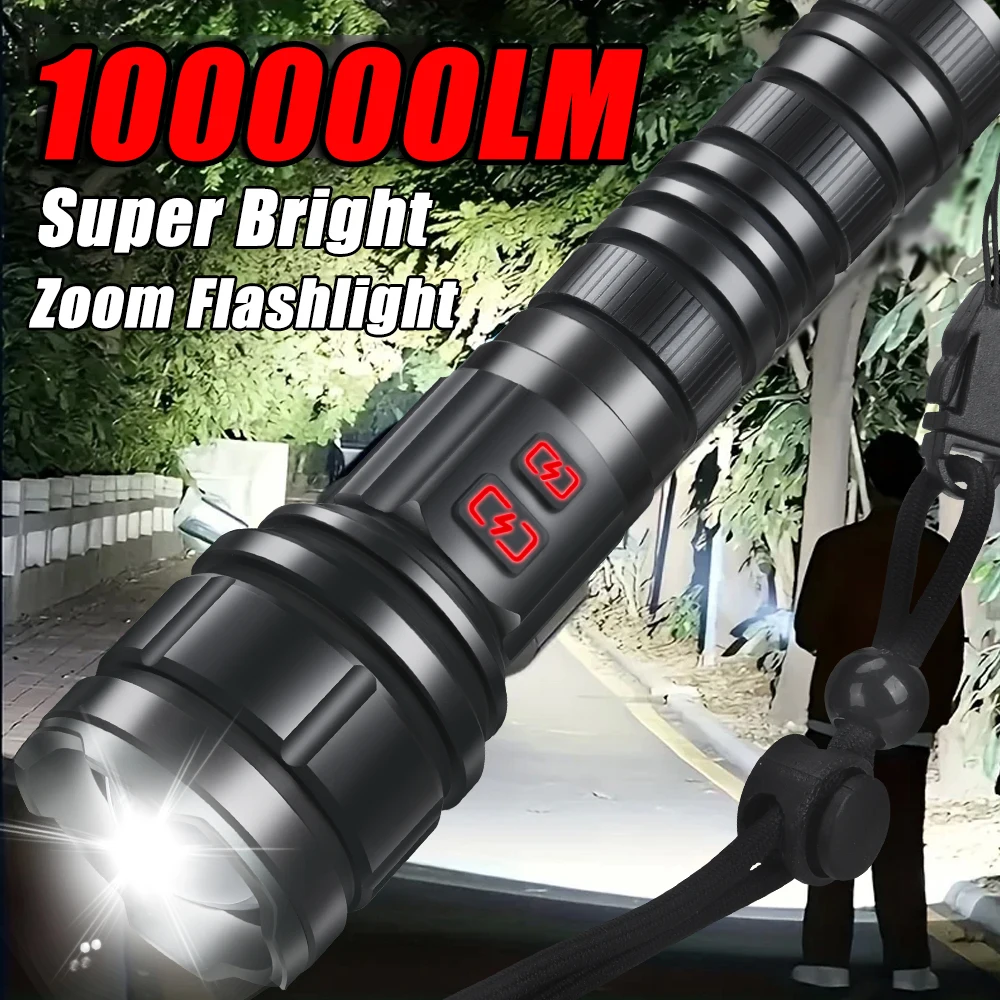 Ultra Bright 100000LM LED Flashlight USB Rechargeable Dual Light Source Zoom Tactical Torch Camping Fishing Emergency Lantern
Ultra Bright 100000LM LED Flashlight USB Rechargeable Dual Light Source Zoom Tactical Torch Camping Fishing Emergency Lantern