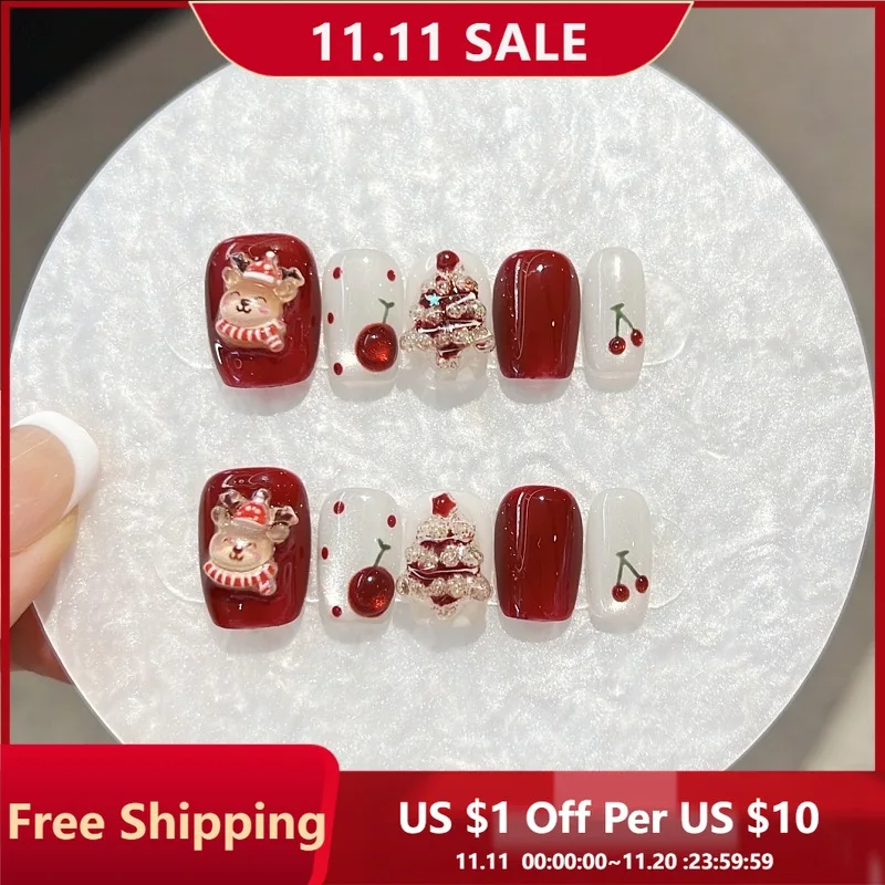10 шт., рождественский пресс ручной работы на ногтях, 3D красная вишня, рождественская елка, полное покрытие, ногти для женщин и девочек, съемный носимый дизайн ногтей
10 шт., рождественский пресс ручной работы на ногтях, 3D красная вишня, рождественская елка, полное покрытие, ногти для женщин и девочек, съемный носимый дизайн ногтей
