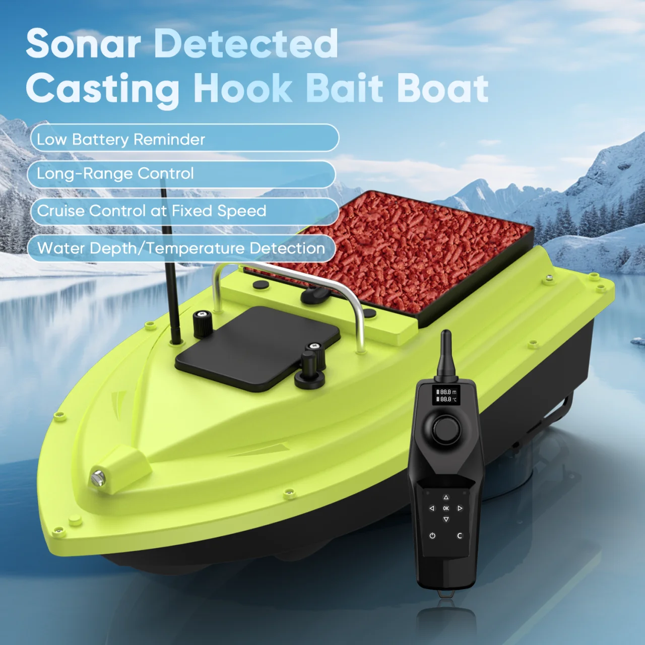 Enhanced Sonar Detection Bait Dispensing Boat 2.4GHz High-Frequency Anti-Jamming Remote Control
Enhanced Sonar Detection Bait Dispensing Boat 2.4GHz High-Frequency Anti-Jamming Remote Control
