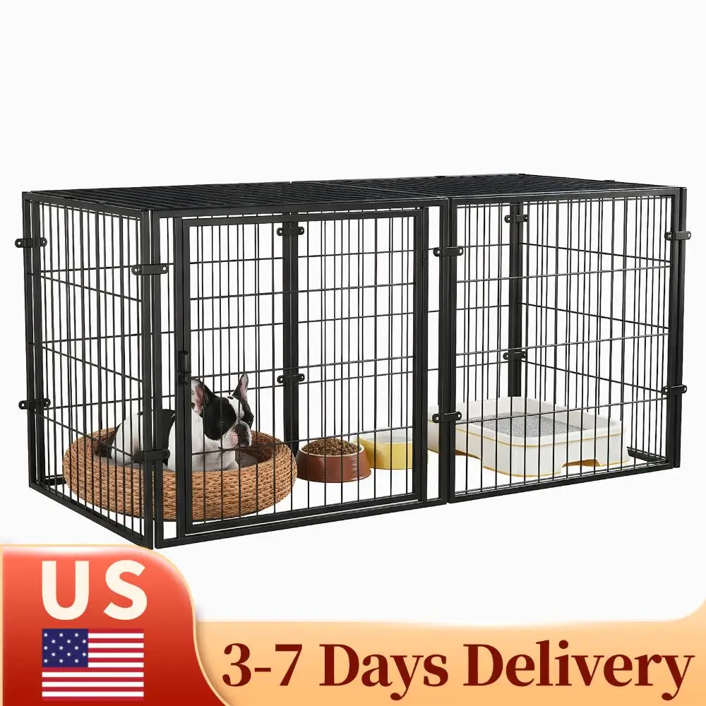 48 Inch Kennel Cage Easy Assemble Heavy Duty Wire Dog Crates Metal Grid Dogs Cage Kennel Stackable for Puppy Cat Rabbit Ferret
48 Inch Kennel Cage Easy Assemble Heavy Duty Wire Dog Crates Metal Grid Dogs Cage Kennel Stackable for Puppy Cat Rabbit Ferret