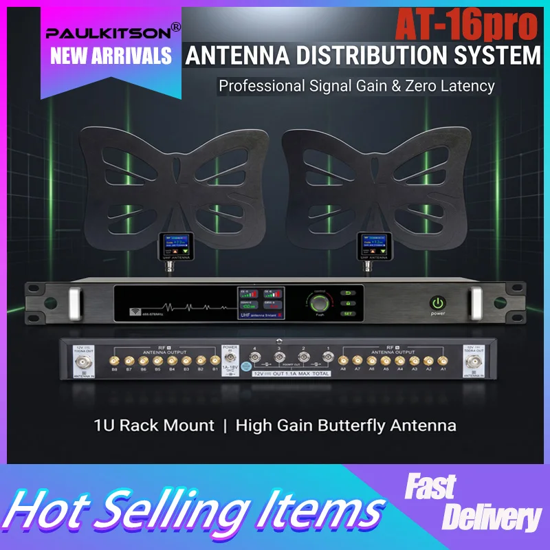 Paulkitson AT-16pro UHF Antenna Distribution System High Gain Butterfly Antenna Wireless Mic Amplifier Splitter Zero Latency
Paulkitson AT-16pro UHF Antenna Distribution System High Gain Butterfly Antenna Wireless Mic Amplifier Splitter Zero Latency