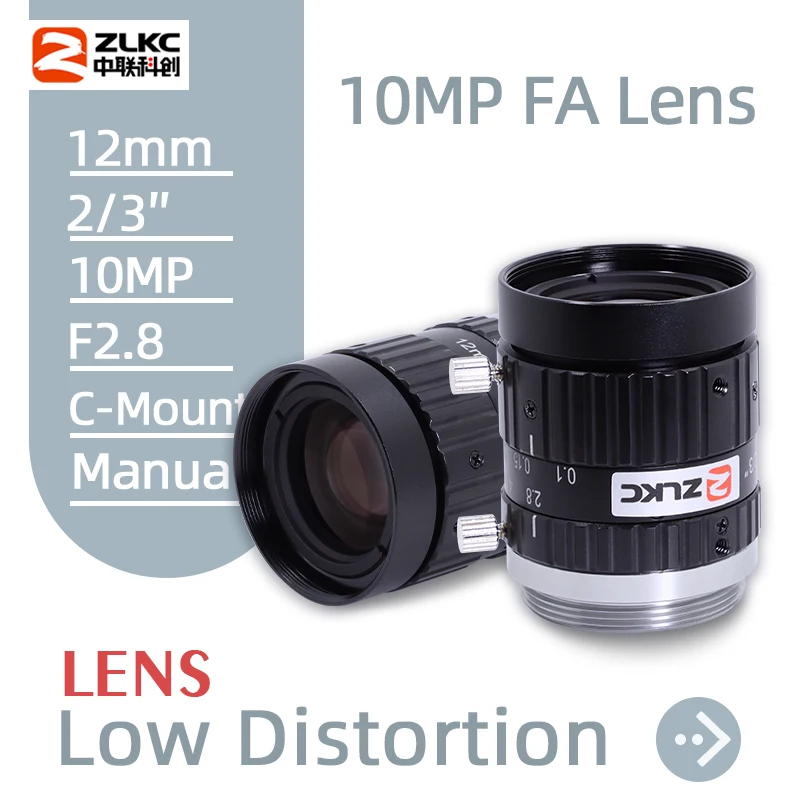 ZLKC Low Distortion 10MP CCTV Lens 12mm 2/3" C Mount Manual Iris F2.8 Camera Lenses for Industrial Inspection and Machine Vision
ZLKC Low Distortion 10MP CCTV Lens 12mm 2/3" C Mount Manual Iris F2.8 Camera Lenses for Industrial Inspection and Machine Vision