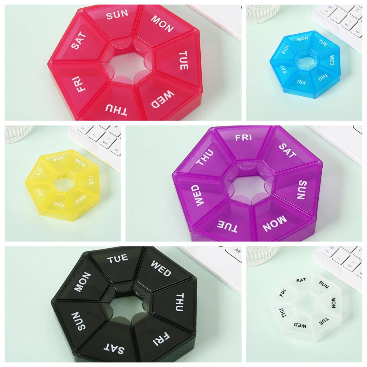 2pcs Multi Functional Multi Color Mini Storage Box with Seven Compartments Thickened Round Convenient Pill Storage Box
2pcs Multi Functional Multi Color Mini Storage Box with Seven Compartments Thickened Round Convenient Pill Storage Box