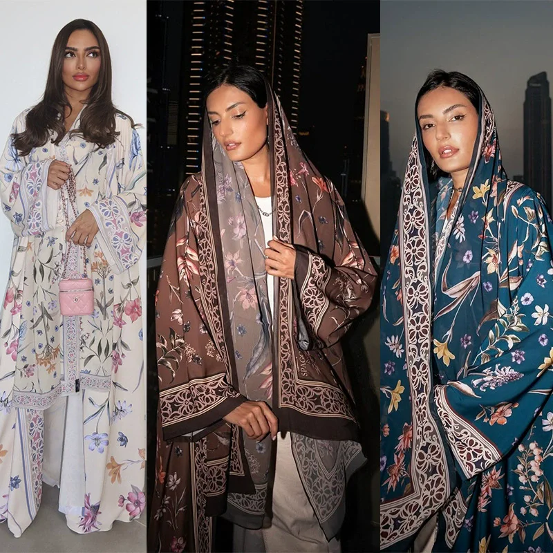 Рамадан Марокканская мусульманская мода Скромный кардиган с принтом Большой халат с платком Комплект из двух предметов Ближний Восток Дубай Абая Пальто
Рамадан Марокканская мусульманская мода Скромный кардиган с принтом Большой халат с платком Комплект из двух предметов Ближний Восток Дубай Абая Пальто