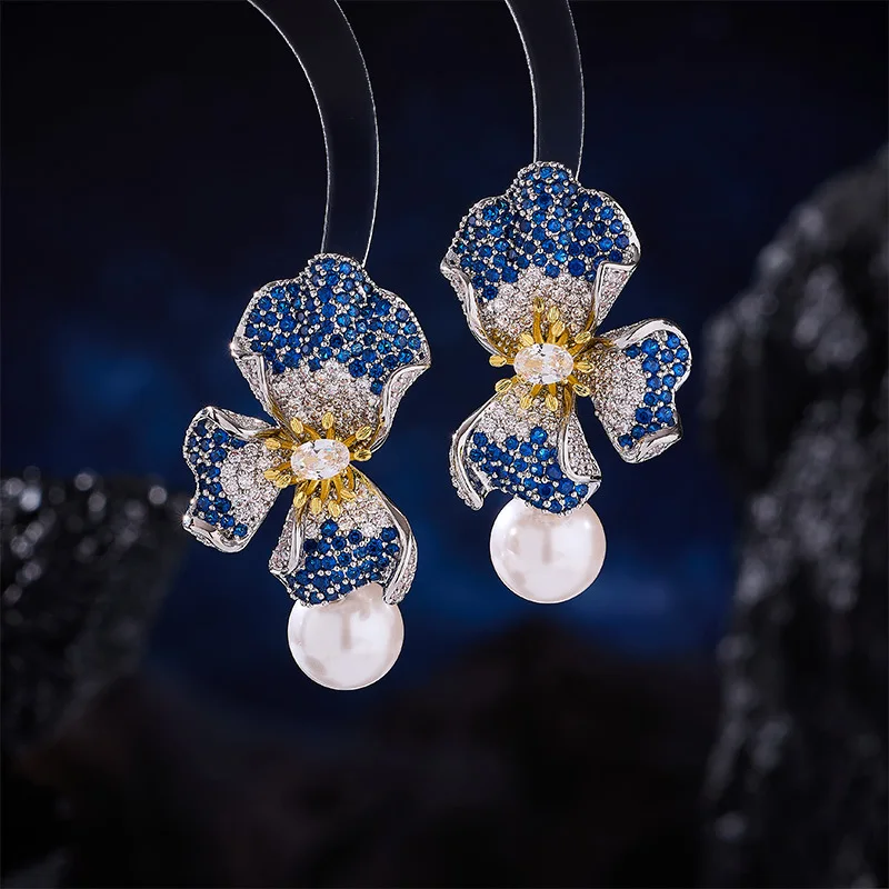 Blue Pink Zirconia Flower Earrings for Women Elegant Jewelry Pearl Drop Dangling Earrings Dinner Party Daily Wear Jewelry
Blue Pink Zirconia Flower Earrings for Women Elegant Jewelry Pearl Drop Dangling Earrings Dinner Party Daily Wear Jewelry