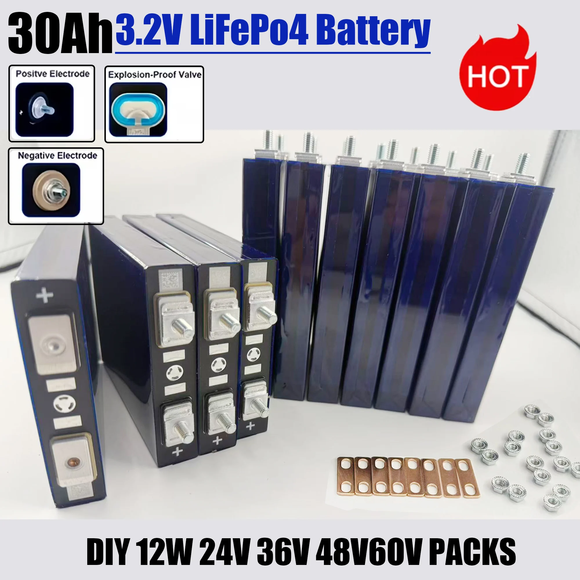 3,2 В 30 Ач Lifepo4 аккумуляторы для 12 В 24 В 48 В 60 В путешествия солнечные кемперы тележки для гольфа яхты
3,2 В 30 Ач Lifepo4 аккумуляторы для 12 В 24 В 48 В 60 В путешествия солнечные кемперы тележки для гольфа яхты