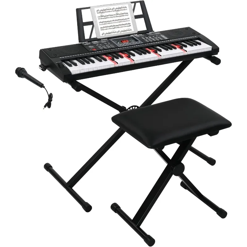 GLARRY 61 Keys Full Size Electric Keyboard Piano Set for Beginners Kids Portable Music Keyboard with Piano Bench, Microphone
GLARRY 61 Keys Full Size Electric Keyboard Piano Set for Beginners Kids Portable Music Keyboard with Piano Bench, Microphone