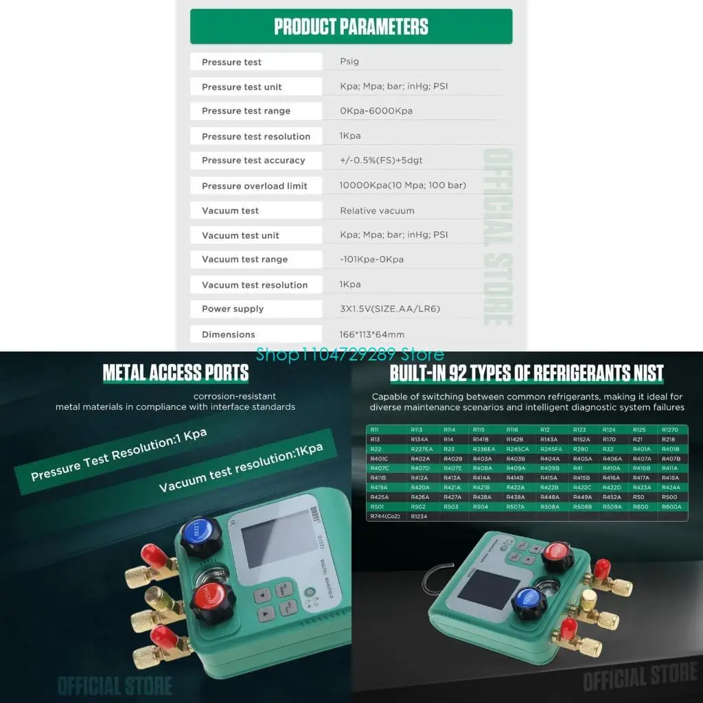 D8KE Multifunction Car Air Conditioning Gauge Diagnostic Tool with Real Time Pressure and Temperature Monitoring Measurement
D8KE Multifunction Car Air Conditioning Gauge Diagnostic Tool with Real Time Pressure and Temperature Monitoring Measurement