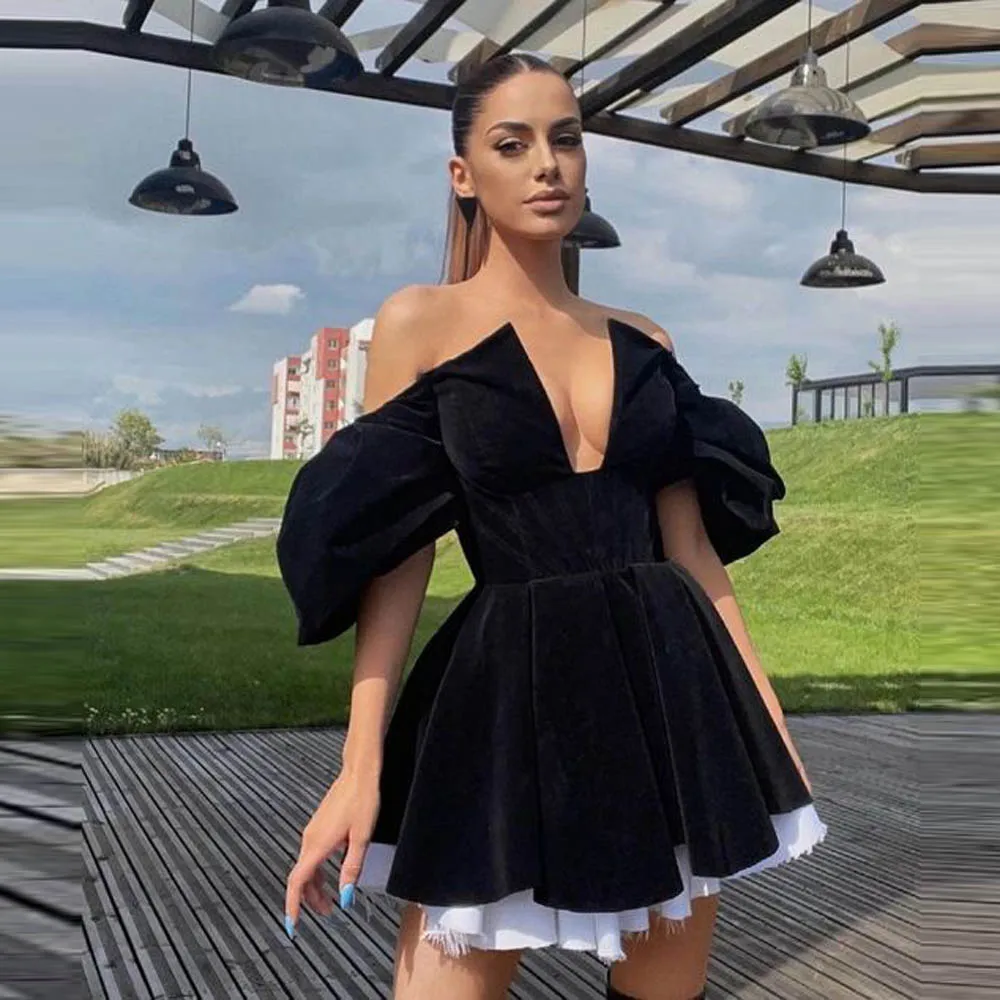 Velvet Short Prom Dresses Off The Shoudler Sexy Neckline Celebrity Cocktail Party Dress Women Girls Guest Gowns
Velvet Short Prom Dresses Off The Shoudler Sexy Neckline Celebrity Cocktail Party Dress Women Girls Guest Gowns