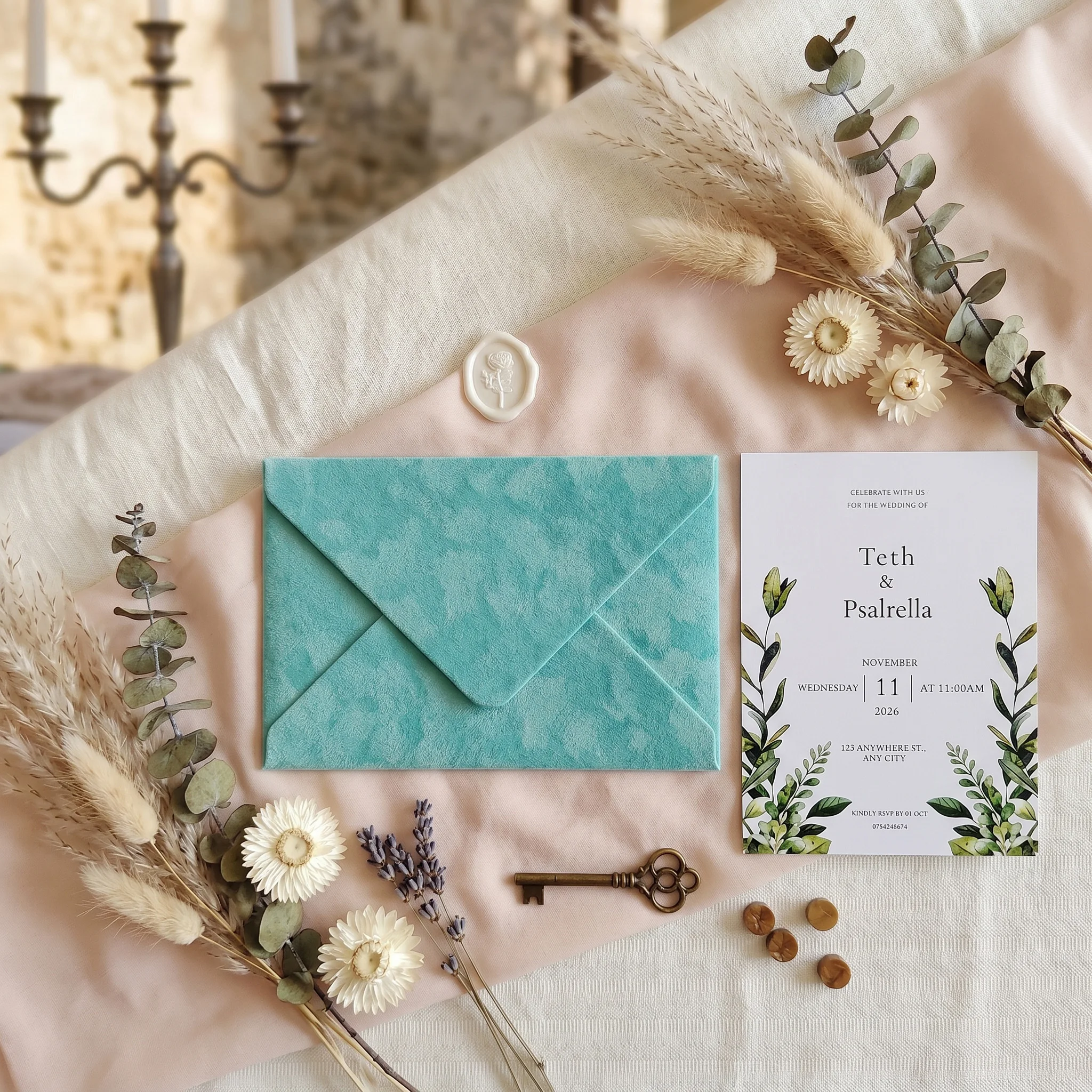 Exquisite Luxury Wedding Invitation Set with Personalized Touch-Velvet Envelope Wax Seal Custom Name & Date for Save The Date
Exquisite Luxury Wedding Invitation Set with Personalized Touch-Velvet Envelope Wax Seal Custom Name & Date for Save The Date