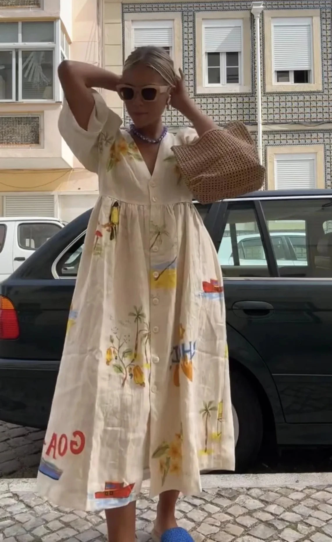 Elegant Printed Dress Women V Neck Puff Sleeve Loose Midi Female Dresses Summer Holidays Casual Lady Beach A-Line Vestidos
Elegant Printed Dress Women V Neck Puff Sleeve Loose Midi Female Dresses Summer Holidays Casual Lady Beach A-Line Vestidos