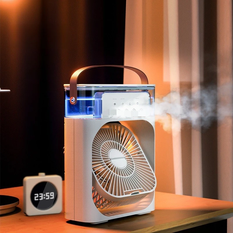 Portable Humidifier Air Adjustment Fan 3 in 1 Fan AIr Conditioner Household Small Air Cooler LED Night Light Office Home Fan
Portable Humidifier Air Adjustment Fan 3 in 1 Fan AIr Conditioner Household Small Air Cooler LED Night Light Office Home Fan